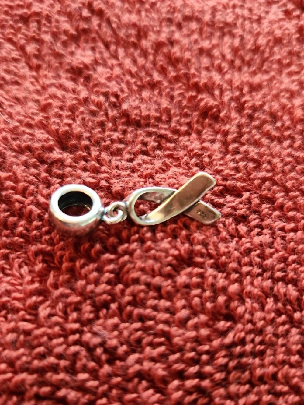 Sterling Silver Survivor Ribbon Charm –  Accent .925